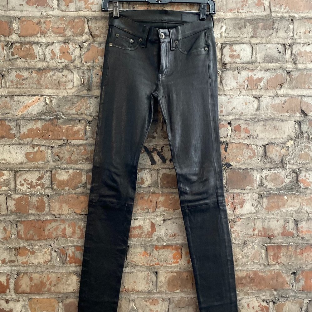 Rag & Bone Skinny Leather Jeans. Black. Size 25